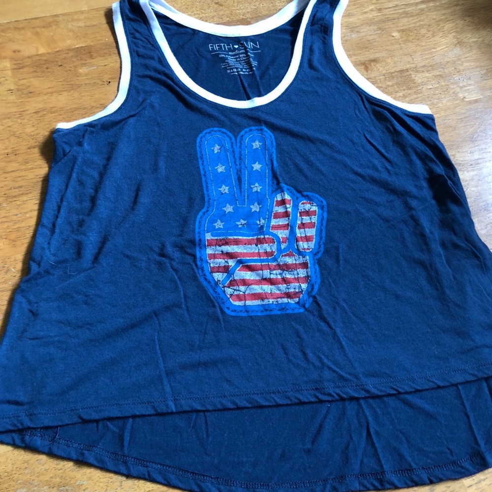 Fifth Sun peace sign patriotic tank top nice Sz M